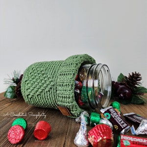 Crochet Mason Jar Cozy Pattern, O' Christmas Tree Crochet Jar Cozy, Crochet Jar Cozy Pattern, Crochet Basket Pattern, INSTANT DOWNLOAD PDF image 4