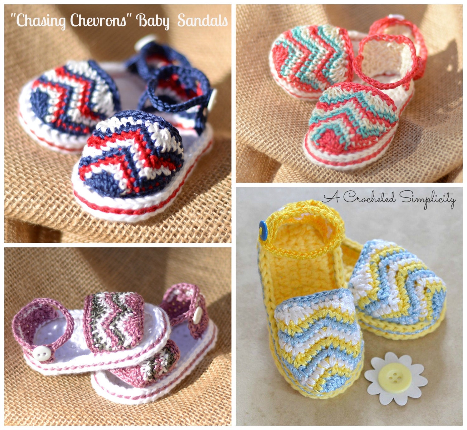 Crochet Pattern: "chasing Chevrons" Baby Sandals, Sizes Newborn, 0-3m ...