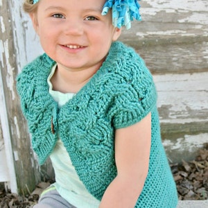 Crochet Pattern: Southern Charm Girls Cabled Cardigan Permission to sell finished items image 5