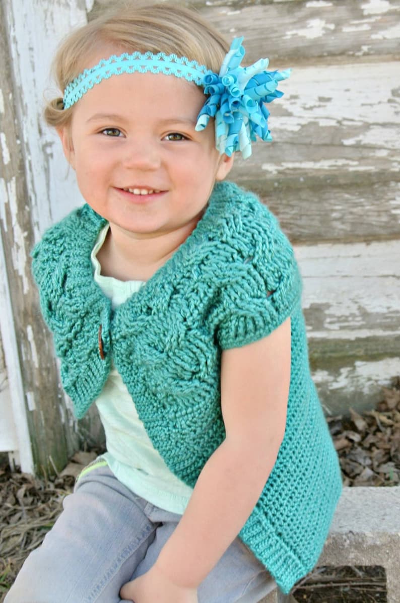 Crochet Pattern: Southern Charm Girls Cabled Cardigan Permission to sell finished items image 5