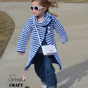 Crochet Pattern: Girls Vintage Houndstooth Jacket, Permission to Sell Finished Items, 10 sizes image 5