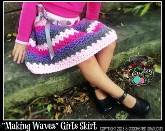 Crochet Pattern: "Making Waves" Girls Skirt, Newborn Thru Adult Permission to Sell Finished Items