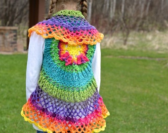 Crochet Pattern: Girls Butterfly Mandala Circle Vest, Permission to Sell Finished Items