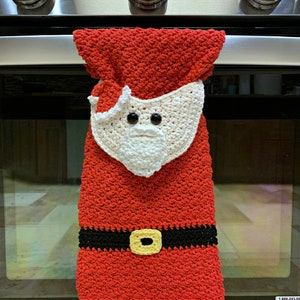 Crochet Pattern: Santa Claus Kitchen Towel, Crochet Dish Towel Pattern, Permission to sell finished items, Instant Download image 1