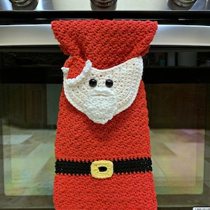 Crochet Pattern: Santa Claus Kitchen Towel, Crochet Dish Towel Pattern, Permission to sell finished items, Instant Download image 1