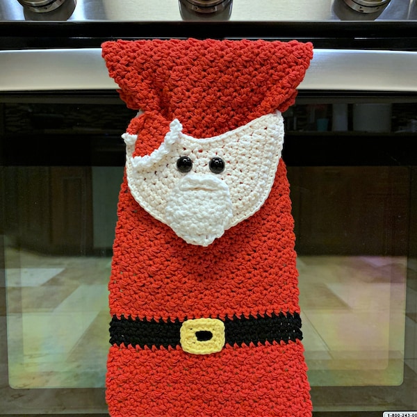 Patron au crochet : Serviette de cuisine Père Noël, Patron de torchon au crochet, Autorisation de vendre des produits finis, Téléchargement immédiat