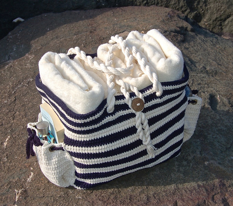 Crochet Pattern: Nautical Knots Beach / Yarn / Tote Bag, 2 sizes included, Permission to Sell Finished Items image 4