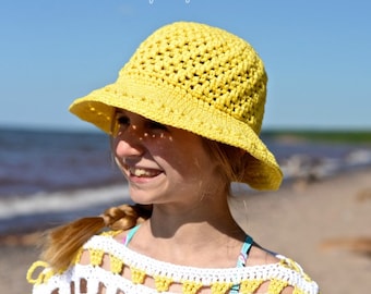 Crochet Pattern: Makin' Lemonade Sunhat, Sizes Doll, Baby, Toddler, Child, Teen Adult Small, Adult Medium Large