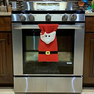 Crochet Pattern: Santa Claus Kitchen Towel, Crochet Dish Towel Pattern, Permission to sell finished items, Instant Download image 2