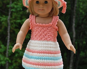 Crochet Doll Clothes Pattern | "Sweet & Sassy" 18" Doll Dress, Skirt, Shirt, Sunhat | 18" Doll Clothes | Crochet Doll Clothes | 4 piece set