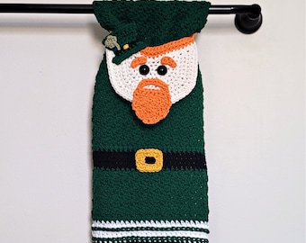 PDF Crochet Pattern: Leprechaun Kitchen Towel, Crochet Dish or Hand Towel Pattern, Permission to sell finished items, Instant Download