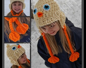 Crochet Pattern: Little Baby Chick Earflap Hat, Permission to Sell Finished Items