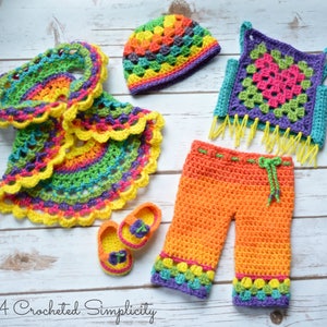 Crochet Pattern: 18&quot; Doll Boho Butterfly 5 Piece Set, Permission to Sell Finished Items