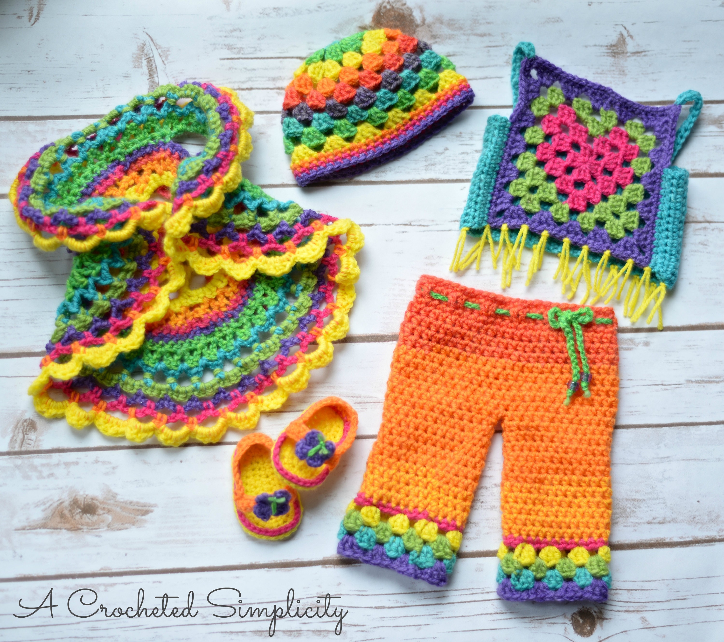 Crochet Pattern Boho Baby Clothing Baby Girl Blue Outfit Baby Girl