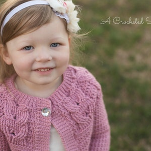 Crochet Pattern: Southern Charm Girls Cabled Cardigan Permission to sell finished items image 1