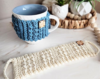 CROCHET Mug Cozy PATTERN, Abrielle Crochet Mug Cozy Pattern, Quick Crochet Projects, Coffee Mug Cozy, Beginner-Friendly Instant Download PDF