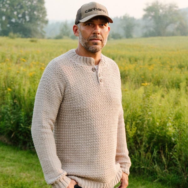 CROCHET PATTERN: Ambrose Quarter Button Men's Crochet Sweater | Crochet Men's Sweater Pattern | Men's Pullover | PDF Crochet Pattern