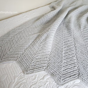 Herringbone Crochet Blanket Pattern, Herringbone Single Crochet Ripple Blanket, Crochet Ripple Stitch, INSTANT DOWNLOAD PDF image 2