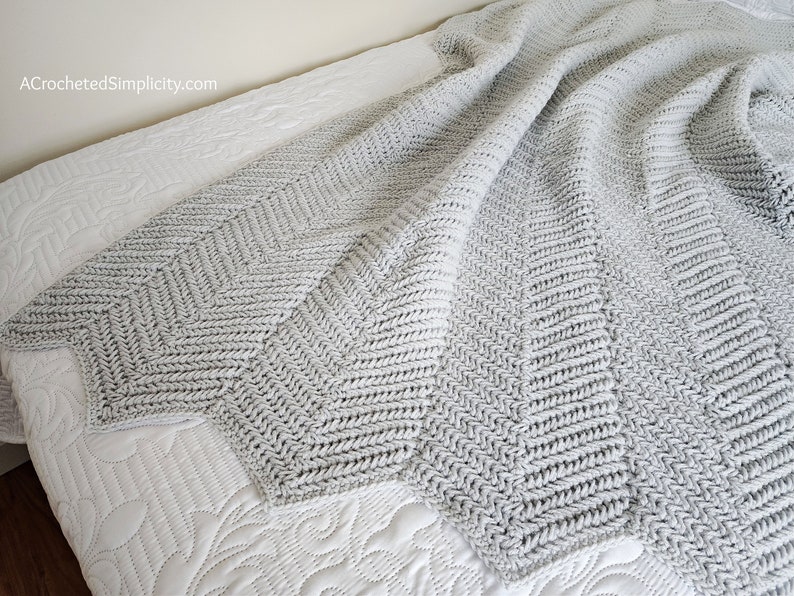 Herringbone Crochet Blanket Pattern, Herringbone Single Crochet Ripple Blanket, Crochet Ripple Stitch, INSTANT DOWNLOAD PDF image 2