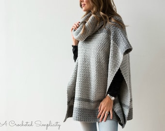 Crochet Poncho Pattern | Emelyn Cowl Neck Poncho Crochet Pattern | Fall & Winter Wear | Womens and Girls Poncho Pattern | PDF Download