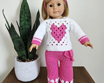 Crochet Doll Clothes Pattern | My Love 18" Doll Set | 18" Doll Clothes | Crochet Doll Clothes | 4 piece set