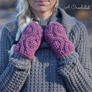 Crochet Pattern: Hourglass Cabled Fingerless Mitts & Mittens Permission to Sell Finished Items INSTANT DOWNLOAD image 1