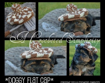 Crochet Pattern: Doggy Flat Cap,  Permission to Sell Finished Items