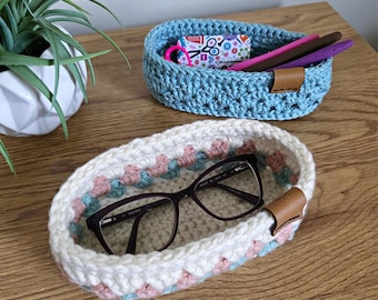 CROCHET Glasses Holder Pattern | Crochet Hook Holder | Glasses Holder | Nightstand Basket | Crochet Basket | PDF Crochet Pattern