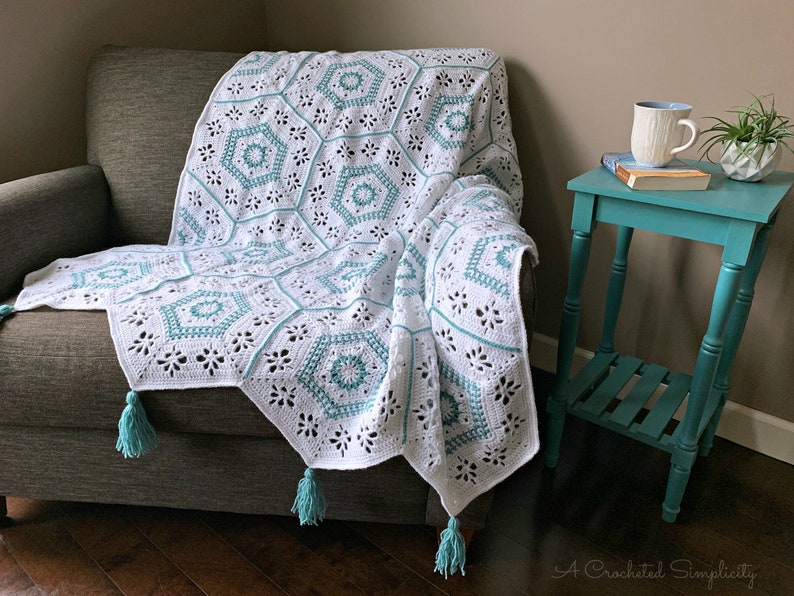 Crochet Blanket Pattern: Succulent Spring Hexagon Afghan Crochet Afghan Pattern Permission to Sell Finished Items INSTANT DOWNLOAD PDF image 3