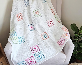 CROCHET BLANKET PATTERN | Scattered Pixels Block Stitch Crochet Blanket | CrochetThrow Pattern | Modern Home Decor | Instant Download Pdf