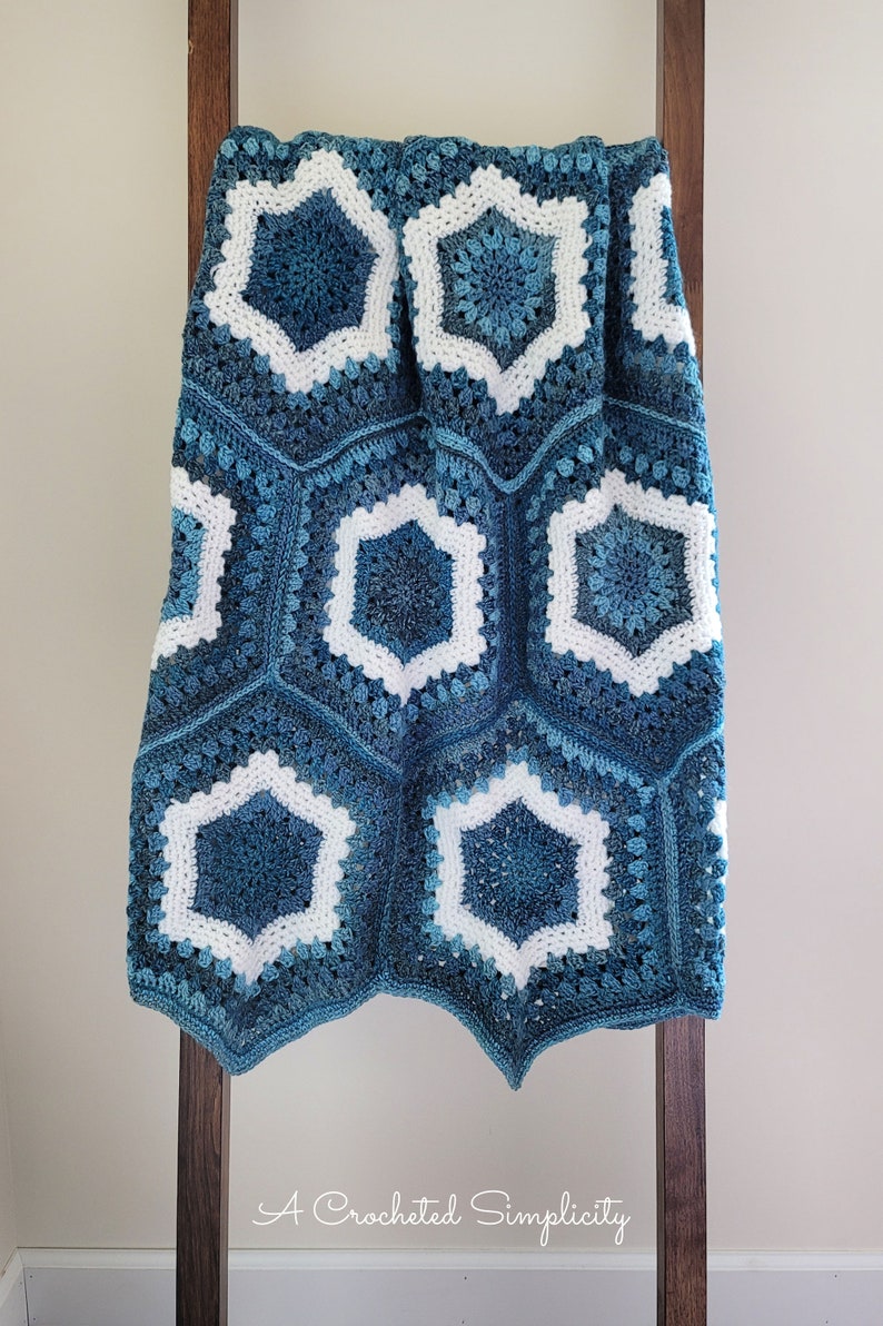 Crochet Blanket Pattern Afghan Pattern Sea Glass Hexagon Etsy