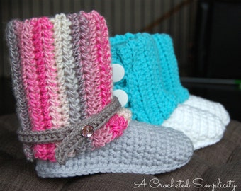 Crochet Pattern: Kid's Slouchy Slipper Boots, Permission to Sell Finished Items