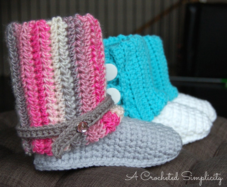 Crochet Pattern: Kid's Slouchy Slipper Boots, Permission to Sell Finished Items image 1