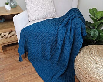 CROCHET BLANKET PATTERN | Coastal Waves Crochet Blanket | Crochet Waves Pattern | Knit-Look Crochet | Modern Home Decor | Instant Download