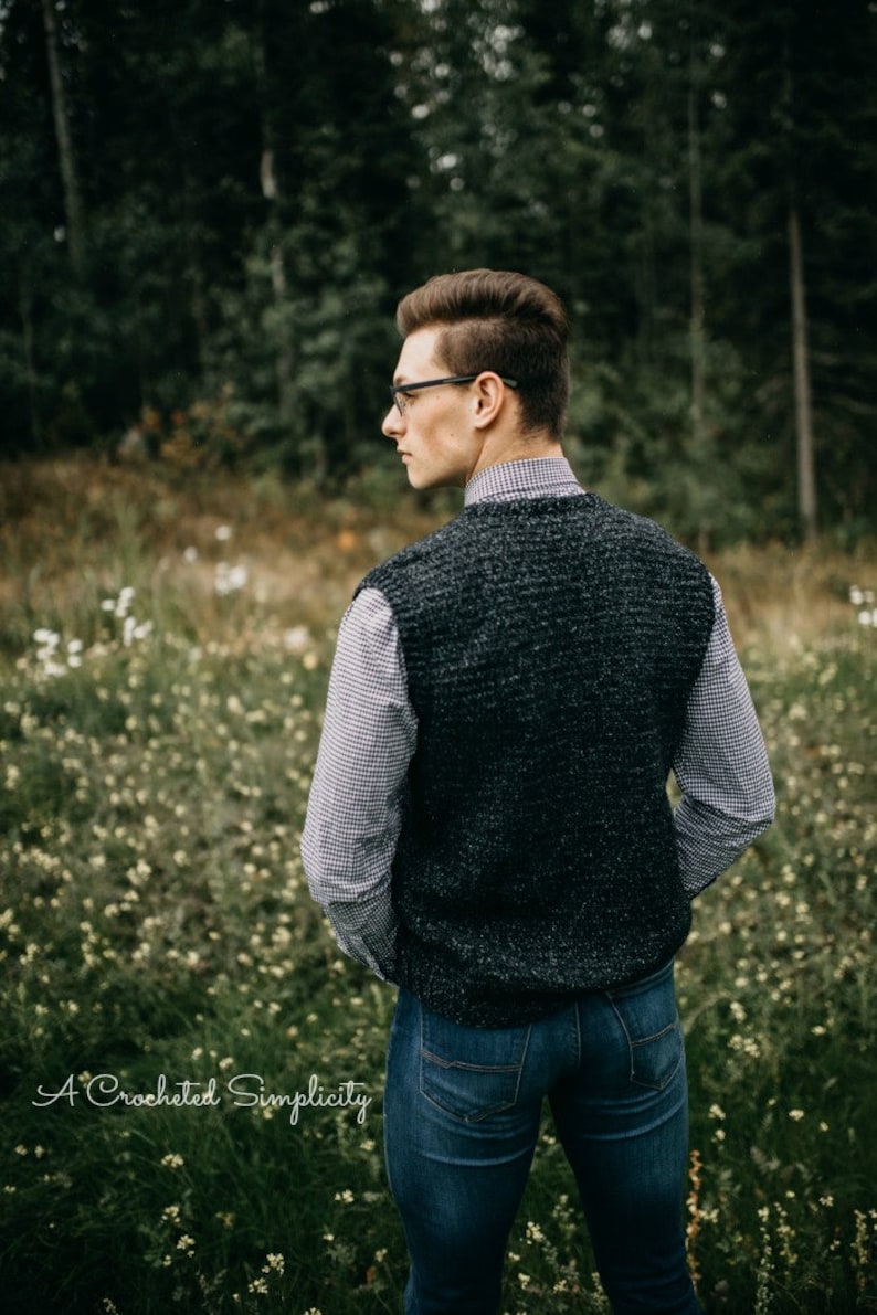 Crochet Pattern: Summit Men's Sweater Vest Permission to sell finished items image 4