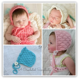 Crochet Baby Bonnet Pattern: Summer Waves Crochet Baby Bonnet, Sizes Newborn - 24m | Crochet Bonnet Pattern | Digital Download PDF
