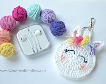 Crochet Pattern: Unicorn Earbud Holder, Chapstick Holder, Permission to Sell Finished Items