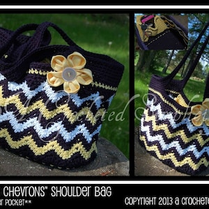 Crochet Pattern: "Chasing Chevrons" Shoulder Bag / Purse, Permission to Sell Finished Items