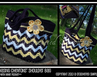 Crochet Pattern: "Chasing Chevrons" Shoulder Bag / Purse, Permission to Sell Finished Items