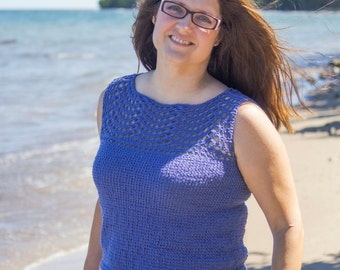 Crochet Pattern: "Northern Shores" Women's Top, Sizes Women's XS thru 3X