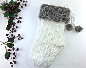 Crochet Pattern: Diamonds & Fur Christmas Stocking Crochet Stocking Pattern *PDF Instant Download*