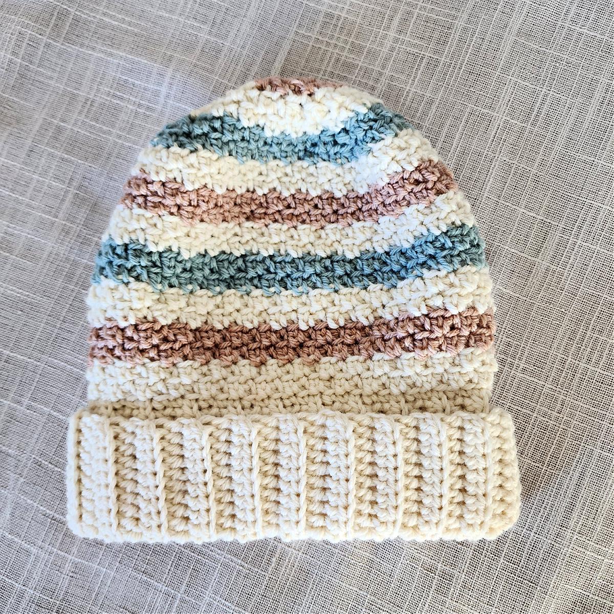 Slouchy Crochet Beanie Pattern | Easy Striped Crochet Beanie