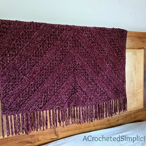 PDF Crochet Pattern: Aubergine Afghan, velvet blanket pattern, crochet blanket for the home, instant download
