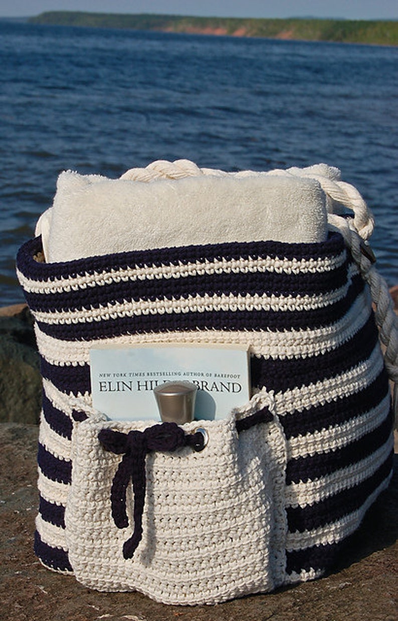 Crochet Pattern: Nautical Knots Beach / Yarn / Tote Bag, 2 sizes included, Permission to Sell Finished Items image 5