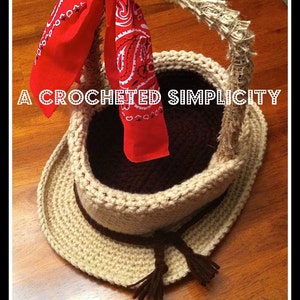 Crochet Pattern: &quot;YeeHaw&quot; Cowboy Hat Easter Basket, Permission to Sell Finished Items