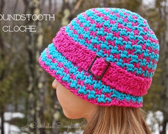 Crochet Pattern: Houndstooth Cloche, Hat Permission to Sell Finished Items