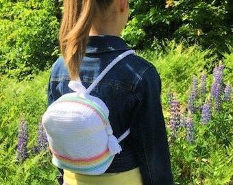 Striped Mini-Backpack PDF DIGITAL DOWNLOAD Crochet Pattern, backpack crochet pattern, Instant Download