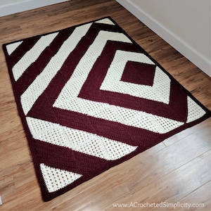 CROCHET PATTERN | Modern Crochet Motif Blanket | Throw | C2C Crochet Blanket Pattern | Granny Squares Crochet Blanket | Digital Download PDF