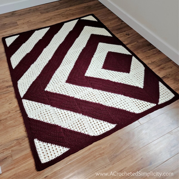 CROCHET PATTERN | Modern Crochet Motif Blanket | Throw Blanket | Modern C2C Crochet Blanket Pattern | Crochet Quilt |  Instant download PDF