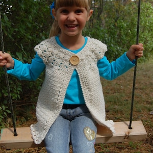 Crochet Pattern: Classic Charm Girls Cardigan, Permission to Sell Finished Items, 8 sizes